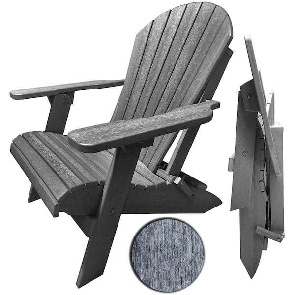 DuraWeather Poly Driftwood Grey (Wood Grain) King Size Folding Adirondack Chair