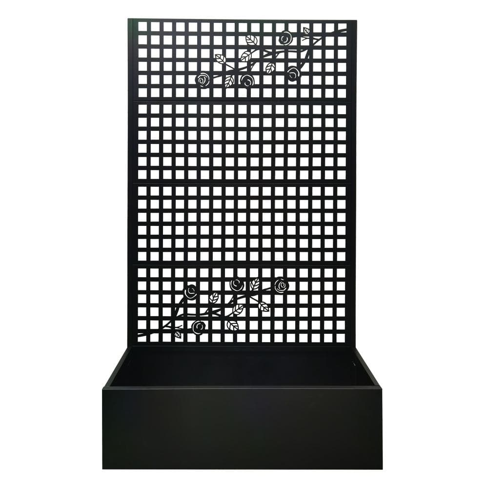 43 in. Black Metal Raised Garden Bed with Trellis Privacy Screen and Drainage Holes price history on PriceWatchPro
