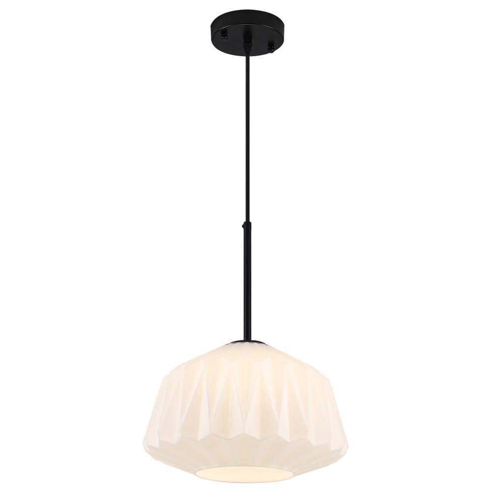 11.8 in. 1-Light Black Dimmable Dome Pendant Modern Farmhouse Cream White Glass for Kitchen Island Bedroom Bedside price history on PriceWatchPro