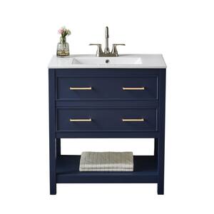 VAPSINT 30 in. W x 18 in. D x 32 in. H Bathroom Vanity in Blue with ...