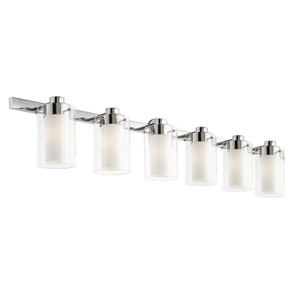 Polished Chrome 6-Light Vanity Light with Opal Glass Shades