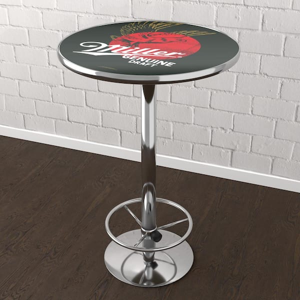 Unbranded Miller Genuine Draft 3-Piece Round Acrylic Top Chrome Bar Table Set (Seats-2)