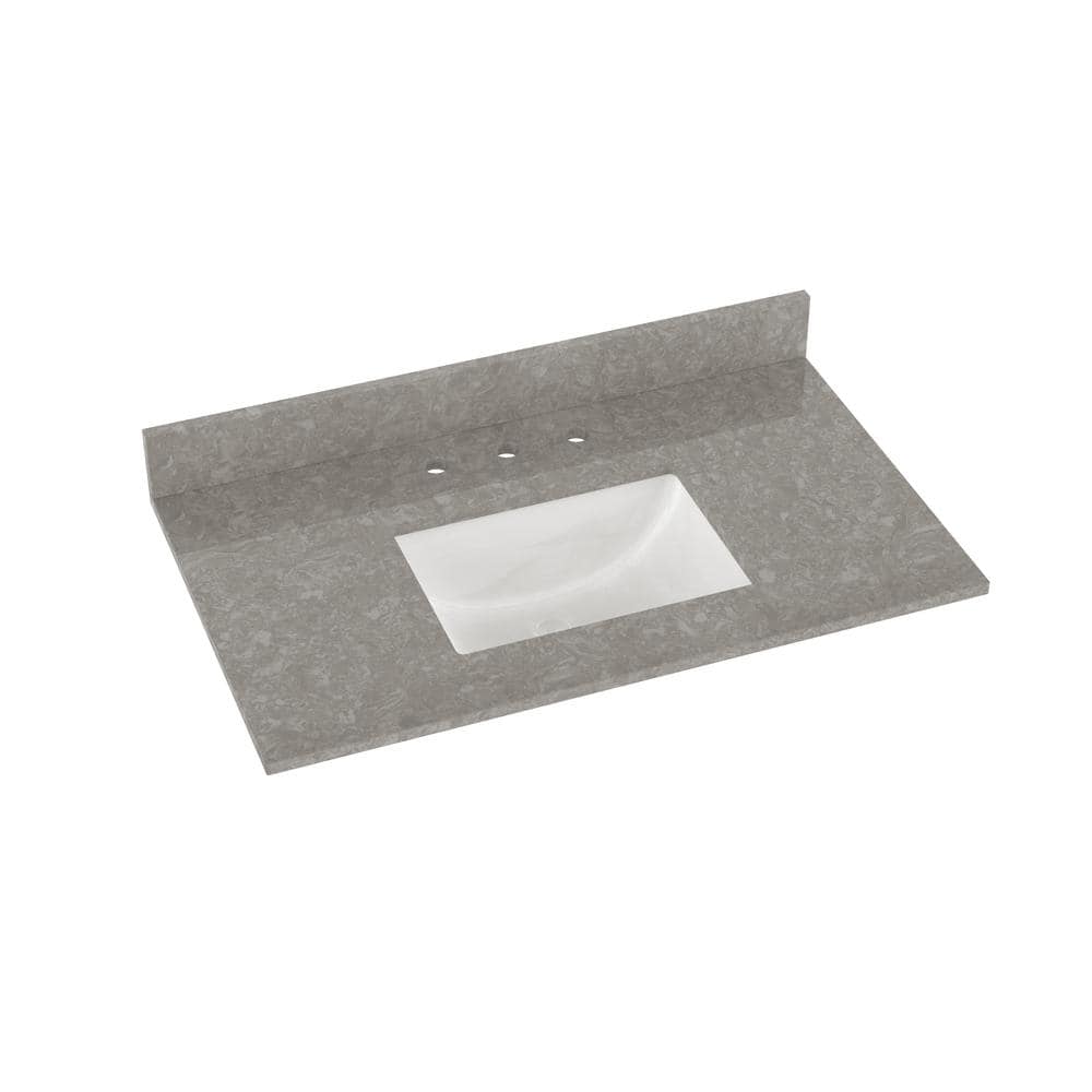 37'' White Ceramic Single Bathroom Vanity Top with Sink