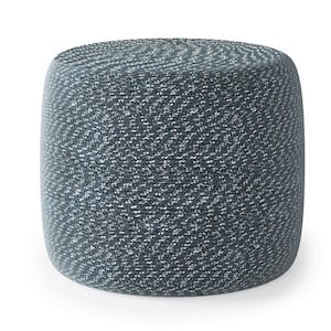 Bayley Aegean Blue and Natural Round Braided Pouf