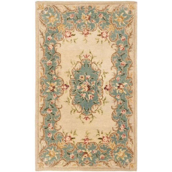 SAFAVIEH Bergama Ivory/Light Blue Doormat 3 ft. x 5 ft. Border Area Rug