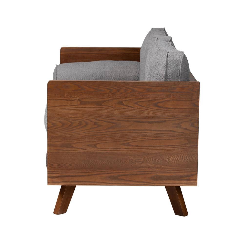 Uriel 72" Grey Boucle Fabric Lawson Sofa with Wood Frame