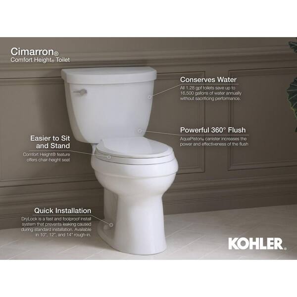 KOHLER Cimarron 12 in. Rough In Elongated Chair Height Toilet Bowl Only with Skirted Trapway in Biscuit, Seat Not Included