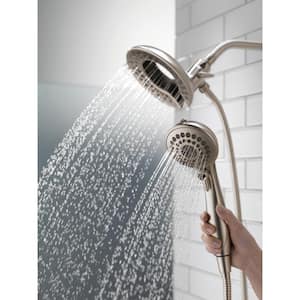 In2ition 5-Spray Patterns 2.5 GPM 6.81 in. Wall Mount Dual Shower Heads in Stainless