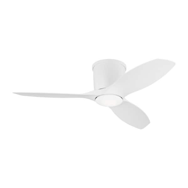 Generation Lighting Titus 44 in. Modern Integrated LED Indoor/Outdoor Matte White Hugger Ceiling Fan with White Blades and Remote Control