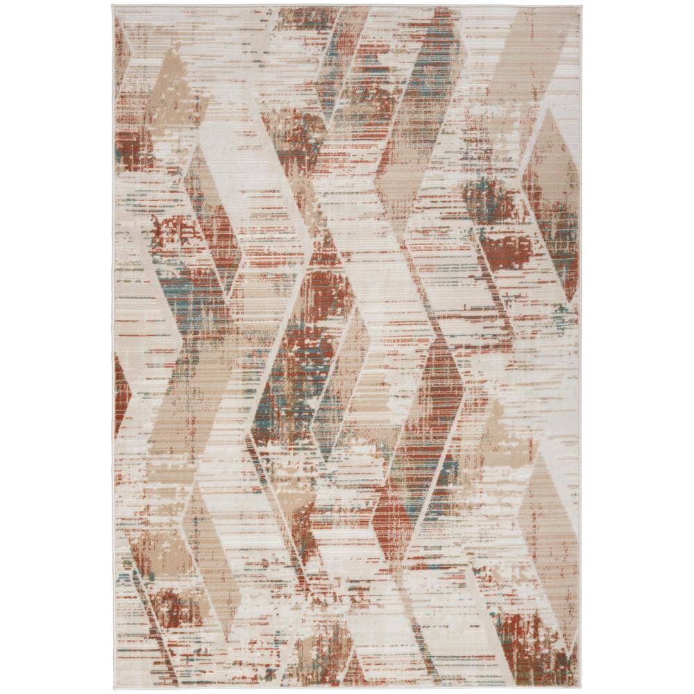 Area Rug Multicolor Geometric Nourison Thalia Cream Multicolor 5 ft. x 7 ft. Geometric Contemporary ...