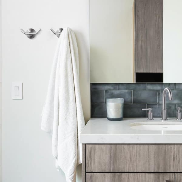 J-hook Double Robe/Towel Hook with 2-Pieces in Brushed Nickel