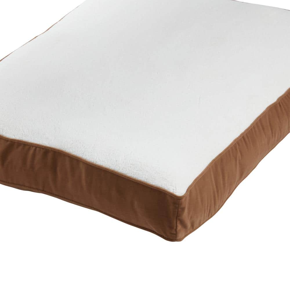 Small Latte Orthopedic Sherpa Dog Bed with Microfiber Cover