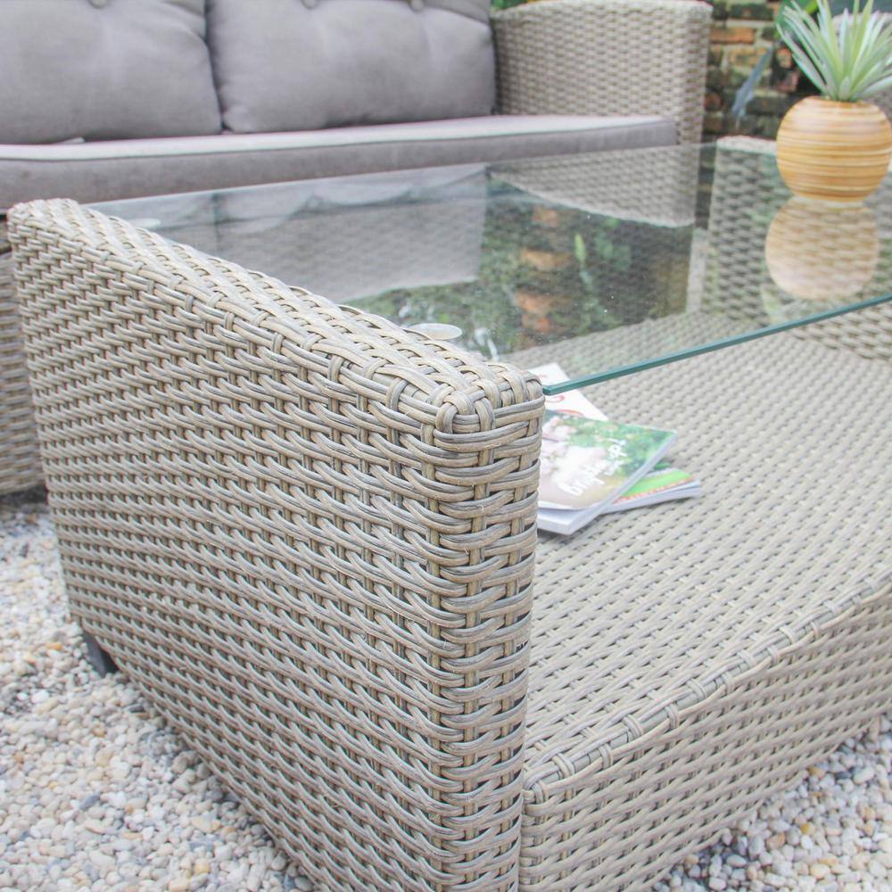 Versailles 4-Piece Gray Wicker Patio Conversation Set with Cushions