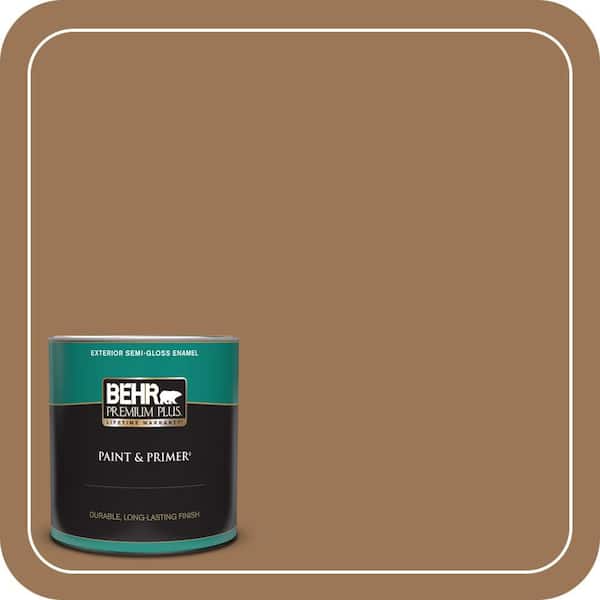 BEHR PREMIUM PLUS 1 qt. #PPU4-02 Coco Rum Semi-Gloss Enamel Exterior Paint & Primer