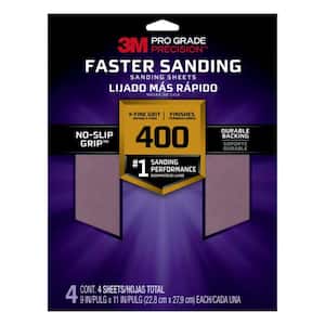 Pro Grade Precision 9 in. x 11 in. 400 Grit Faster Sanding Sheets X-Fine (4-Pack)