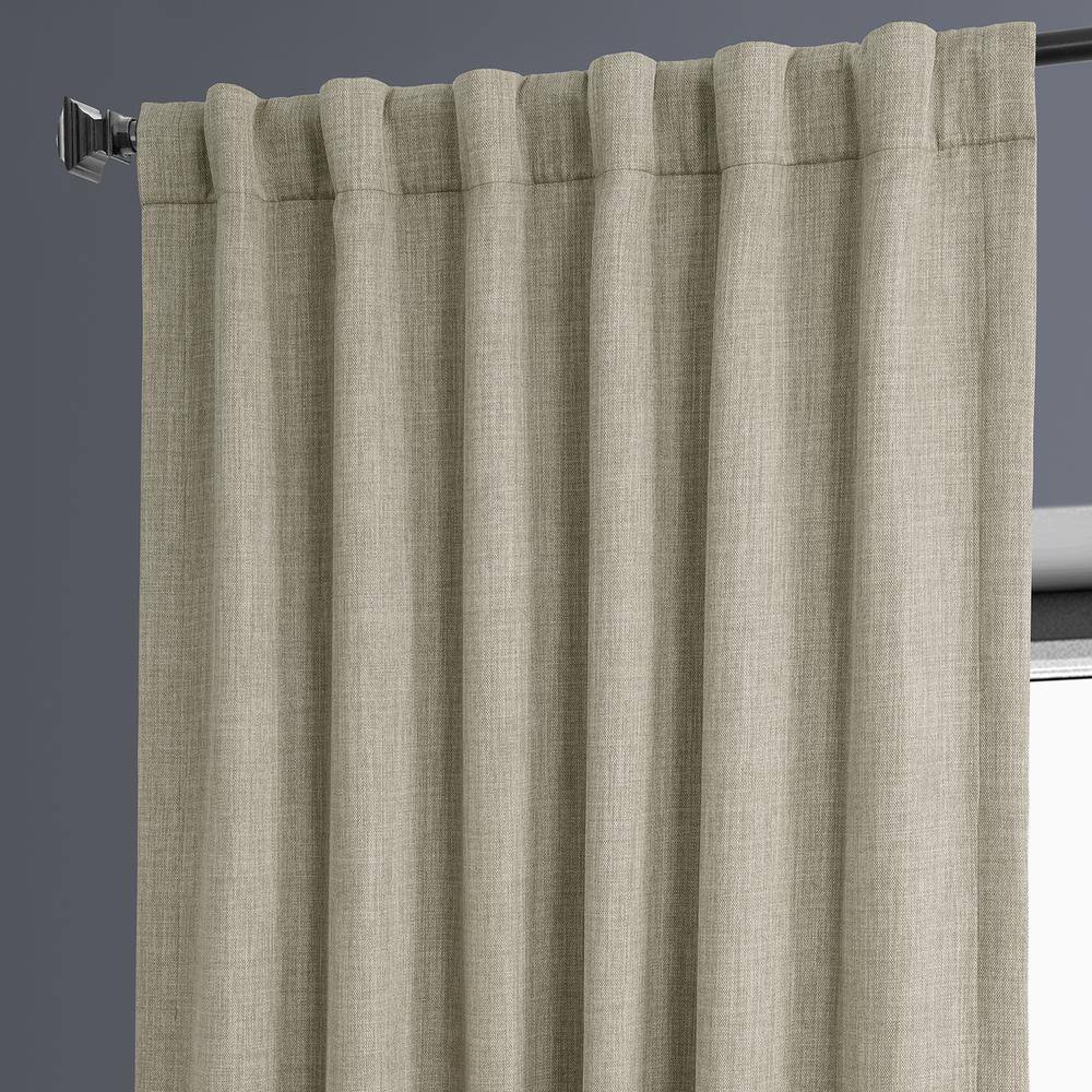 Oatmeal Faux Linen Room Darkening Drape Panel, 50W X 96L