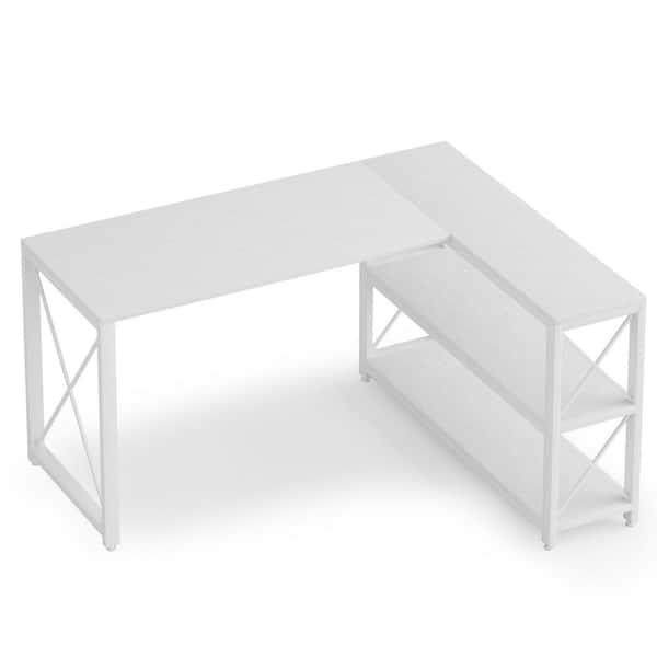 Homcom Corner Desk, Triangle Computer Desk With Drawer And Storage Shelves  For Small Spaces, Home Office Workstation For Living Room, Bedroom, White :  Target