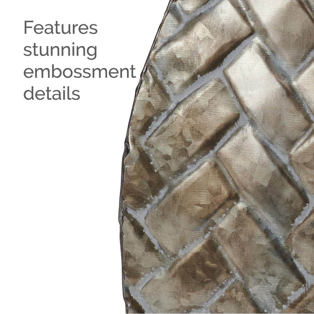 Champagne Weave Embossed Metal Table Vase, 17-Inch