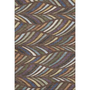 Mayfield Premium Machine Washable Abstract AMF2475 Fudge 9 ft. x 12 ft. Area Rug
