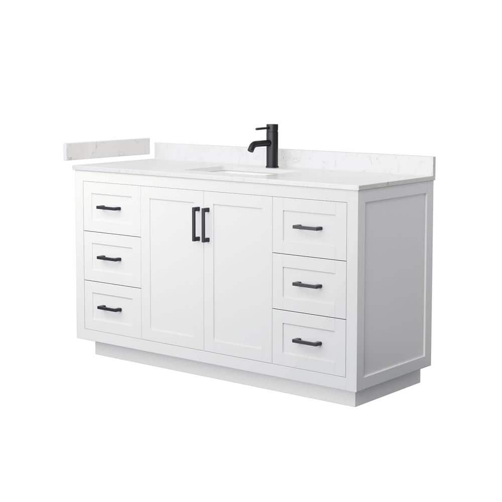 Miranda 60" White Freestanding Single Vanity with Carrara Cultured Marble Top