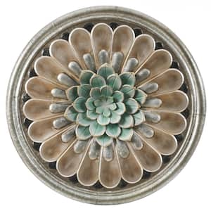Multi-Color Iron Flower Round Wall Applique Decor