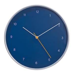 Kiera Grace 12 in. Silent Non Ticking Blue Modern Wall Clock