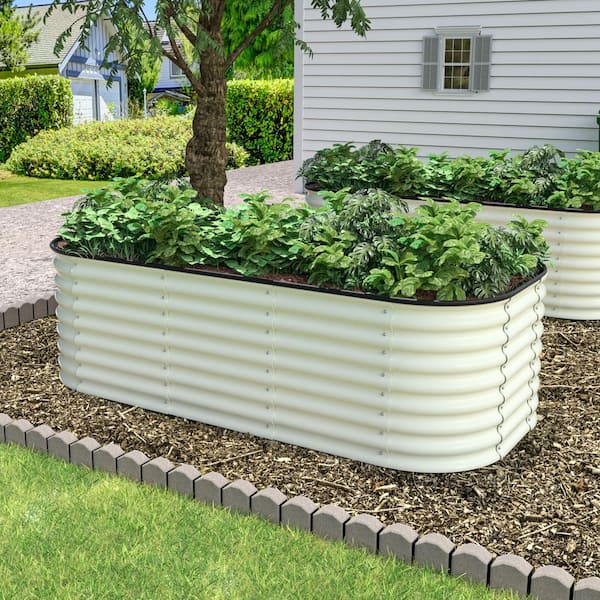 6 ft. x 3 ft. x 2 ft. Galvanized Steel Raised Garden Bed Planter Box Outdoor, Pearl White