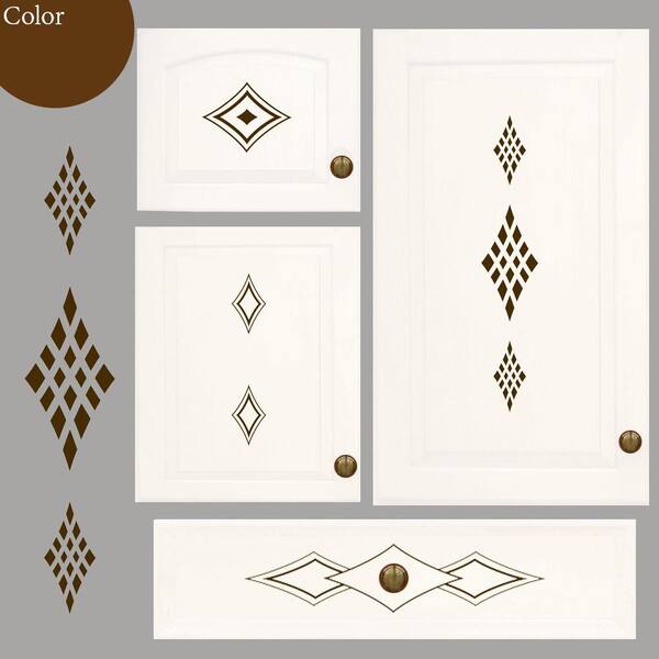 Cabinet Accents Kitchen Cabinet Decorative Decal Stickers with Diamond Theme Chocolate Color