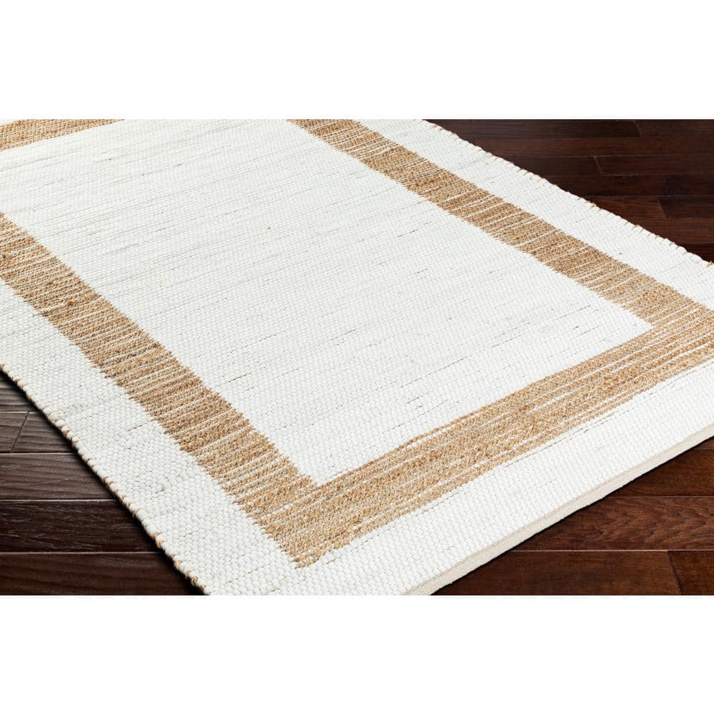 Ivory and Tan Handwoven Cotton Kids' Area Rug, 5' x 7'