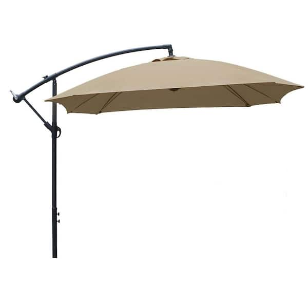 8.7 ft. Cantilever Umbrella in Khaki with Cross Base BYY76-8 - The Home ...