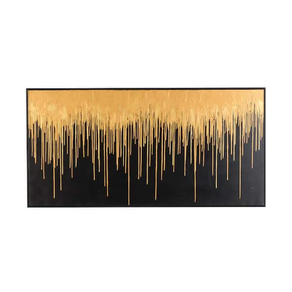 Litton Lane 1-Panel Abstract Melting Drip Framed Wall Art Print with Black Frame 30 in. x 59 in.