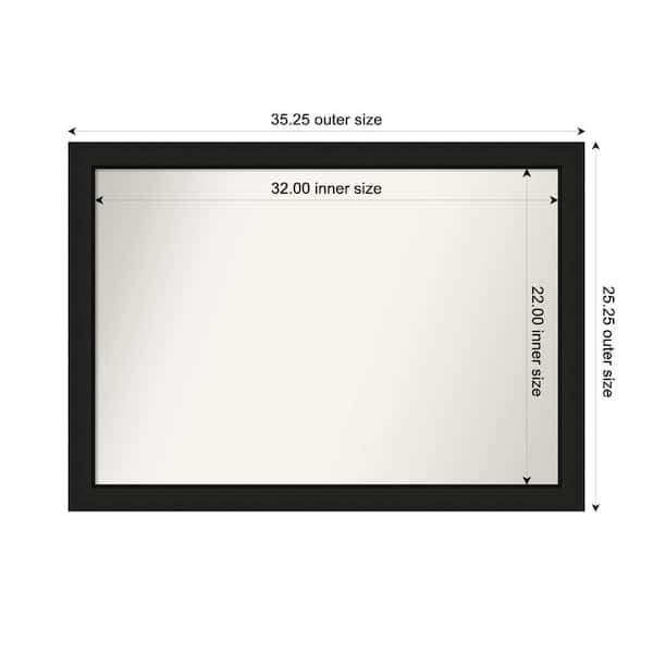 Amanti Art Midnight Black Narrow 35.25 in. x 25.25 in. Custom Non-Beveled Wood FramedBathroom Vanity Wall Mirror