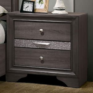 3-Drawer Chrissy Gray Night Stand 26 in. H x 26 in. W x 16.63 in. D