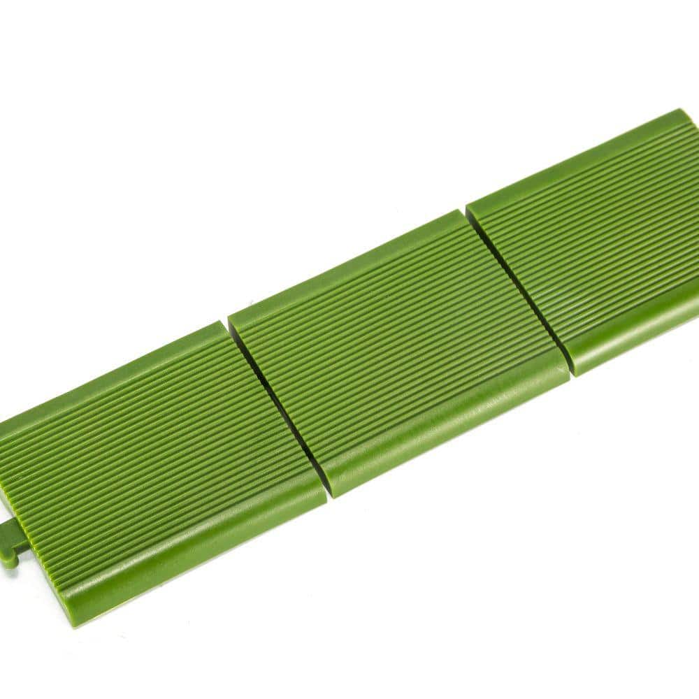 Green Plastic Interlocking Deck Tile Edge Kit, 12" x 3"