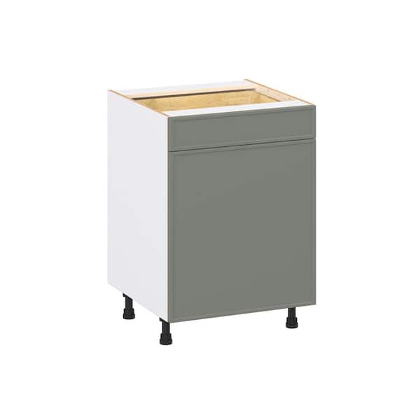 J COLLECTION Fairview 24 in. W x 24 in. D x 34.5 in. H Assembled Slim Shaker Base Kitchen Cabinet in Moss Green with Drawers