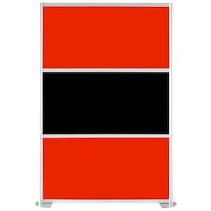 51-1/8 in. x 75-3/8 in. uDivide Room Divider Satin Clear Frame with Red and Black 3-Panels