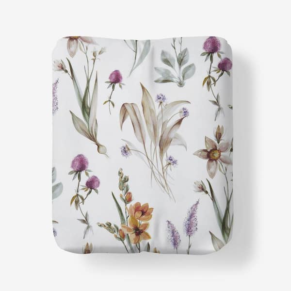 Legends Hotel Stem Florals Wrinkle-Free Ivory Multi Sateen Queen Fitted Sheet