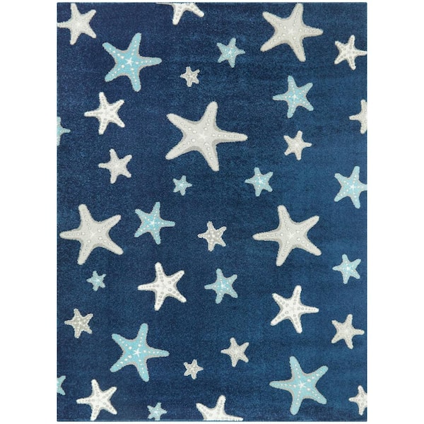 BALTA Morgana Starfish Print Navy 8 ft. x 10 ft. Area Rug