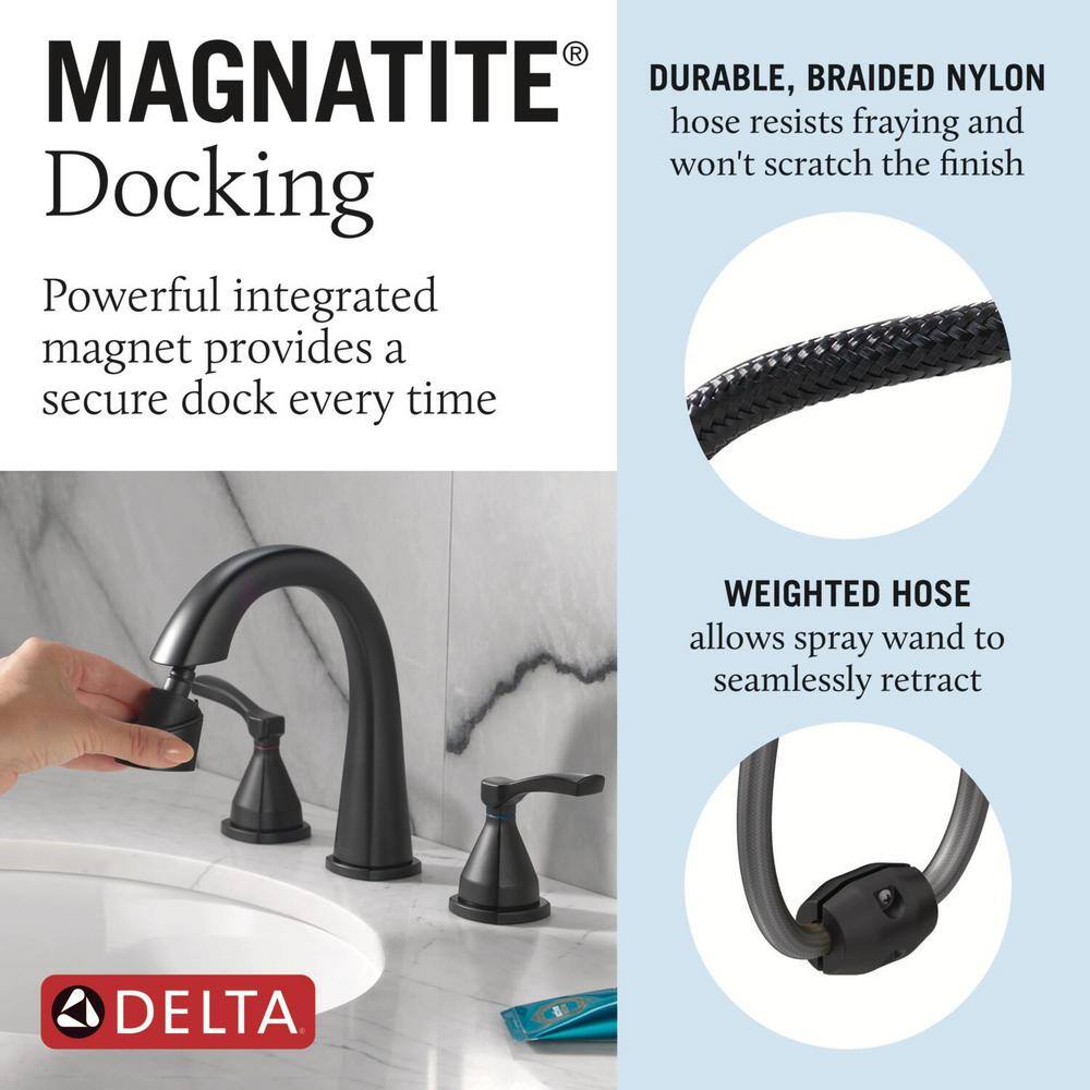 Matte Black Widespread Pull Down Bathroom Faucet with Dual Handles