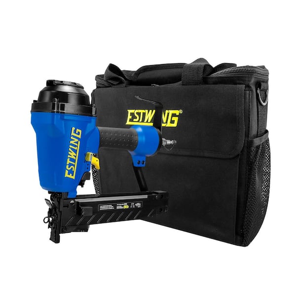 Pneumatic 16-Gauge 2 in. Medium Crown Construction Stapler with Metal Belt Hook, 1/4" NPT Swivel Fitting, and Bag