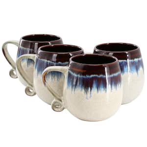 Lexington 4-Piece 20 oz. Stoneware 2-Tone Mug Set in Dark Brown Multi