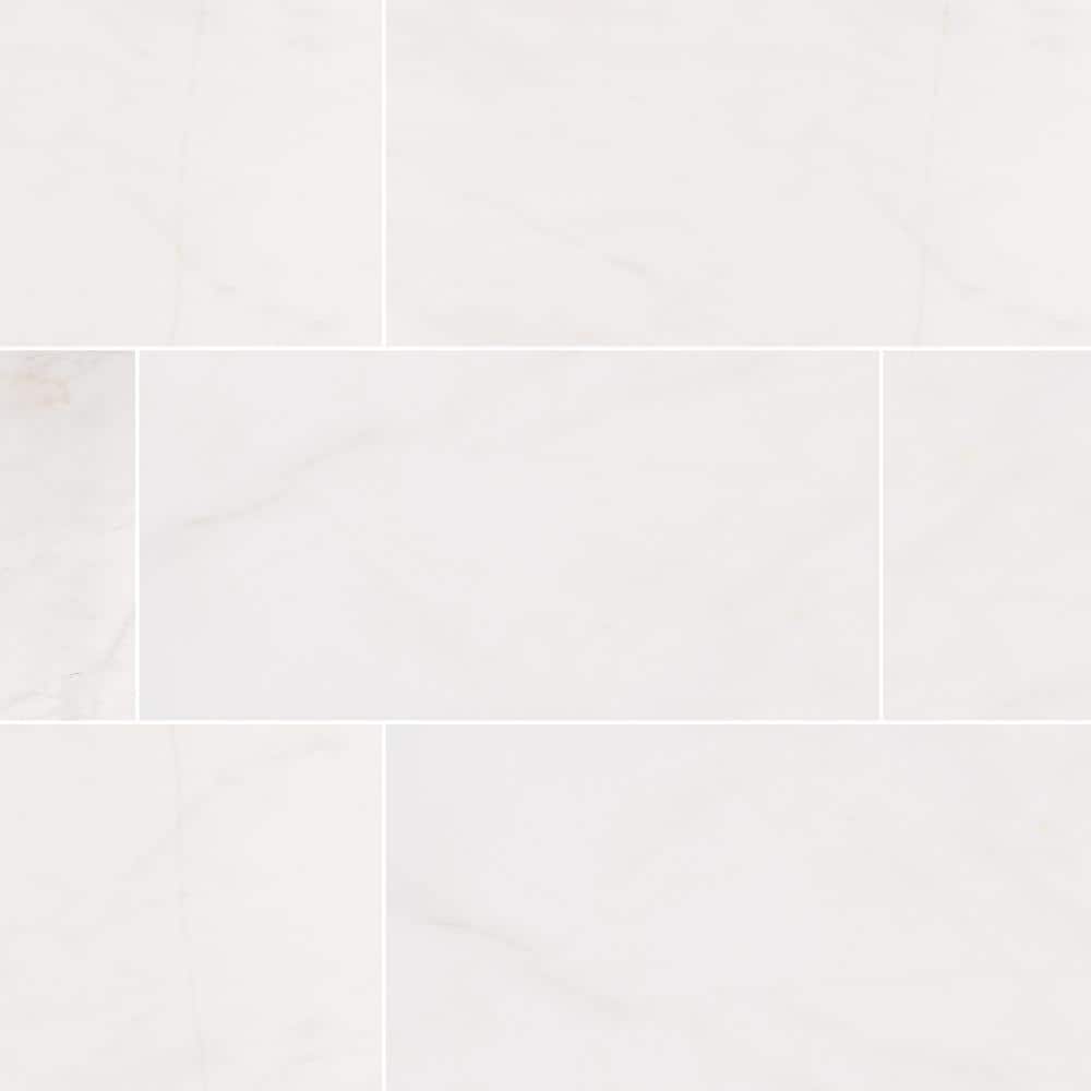 MSI Bianco Dolomite Beveled 12 in. x 24 in. Polished Marble Look Floor and Wall Tile (10 sq. ft./Case), Bianco Dolomite 12X24 -  TBIANDOL1224P