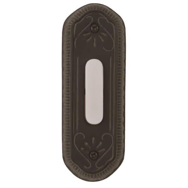 Wired Surface Mount Weathered Black Finish Doorbell Push Button with Illuminated LED Chime Button