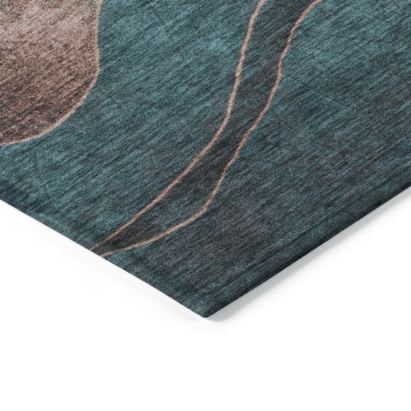 Chantille Machine Washable Indoor/Outdoor Abstract ACN1892 Teal 10 ft. x 14 ft. Accent Rug