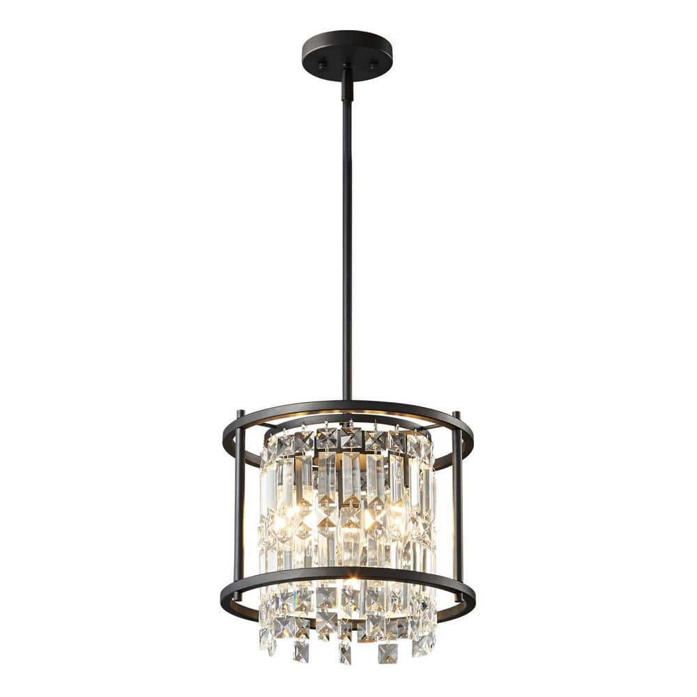 Home Lighting 60W 6.29in. Round 1-Light Black Modern Circular Crystal Chandelier-Suitable for Kitchen Islands price history on PriceWatchPro