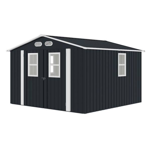 Mondawe 8 ft. W x 8 ft. D Dark Gray Metal Outdoor Storage Shed