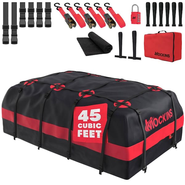 45 Cu Ft. Red Waterproof Roof Top Cargo Bag (75 in. x 48 in. x 22 in.) with PVC Mat, Straps, Hooks, Lock and Carry Case