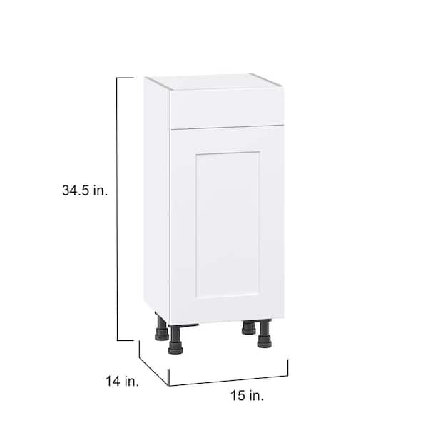 J COLLECTION Wallace Painted Warm White Shaker Assembled Shallow Base Cabinet with Drawers (15 in. W X 34.5 in. H X 14 in. D)