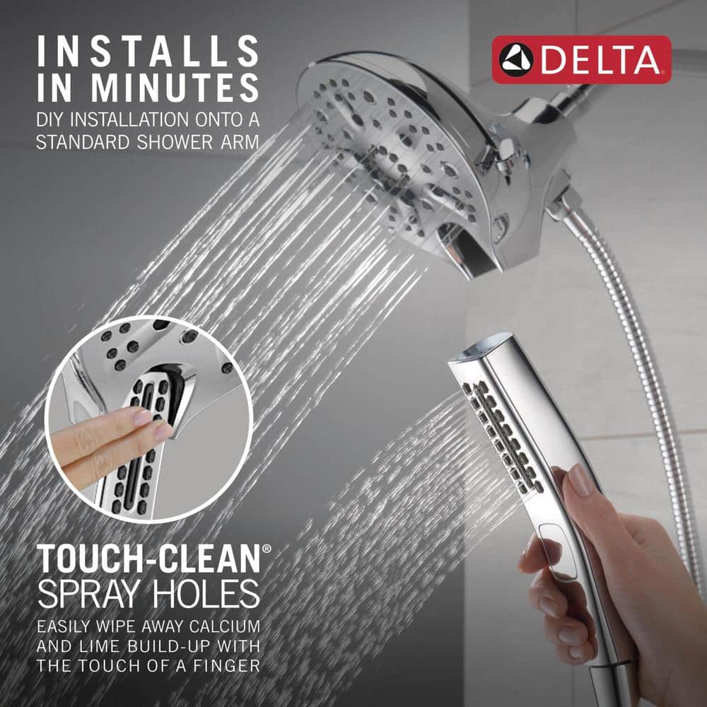 Chrome Dual Handheld Rain Shower Head with Magnetic Docking