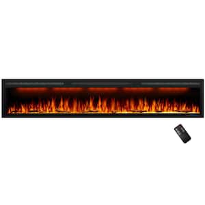 88 in. Wall Mounted Electric Fireplace Recessed Heater, Linear Fireplace Inserts with Overheating Protection